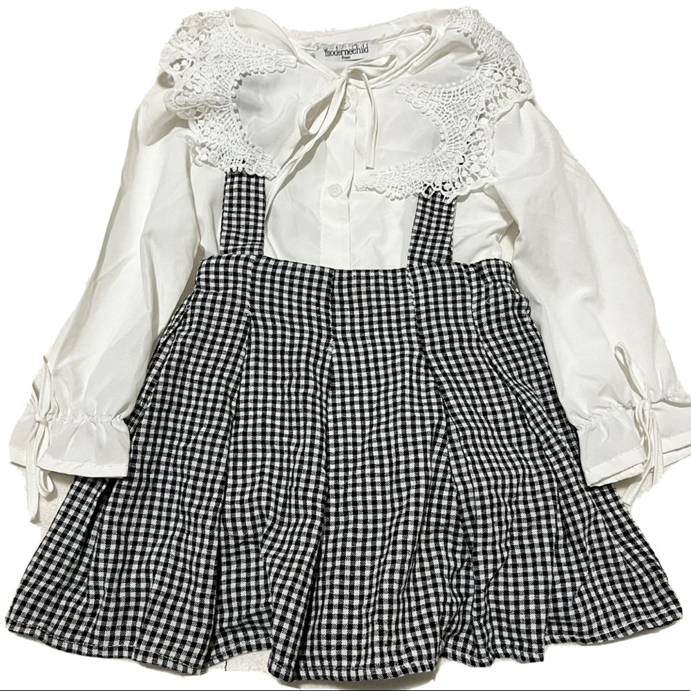 Moderne Child 2T dress with blouse checker white overall